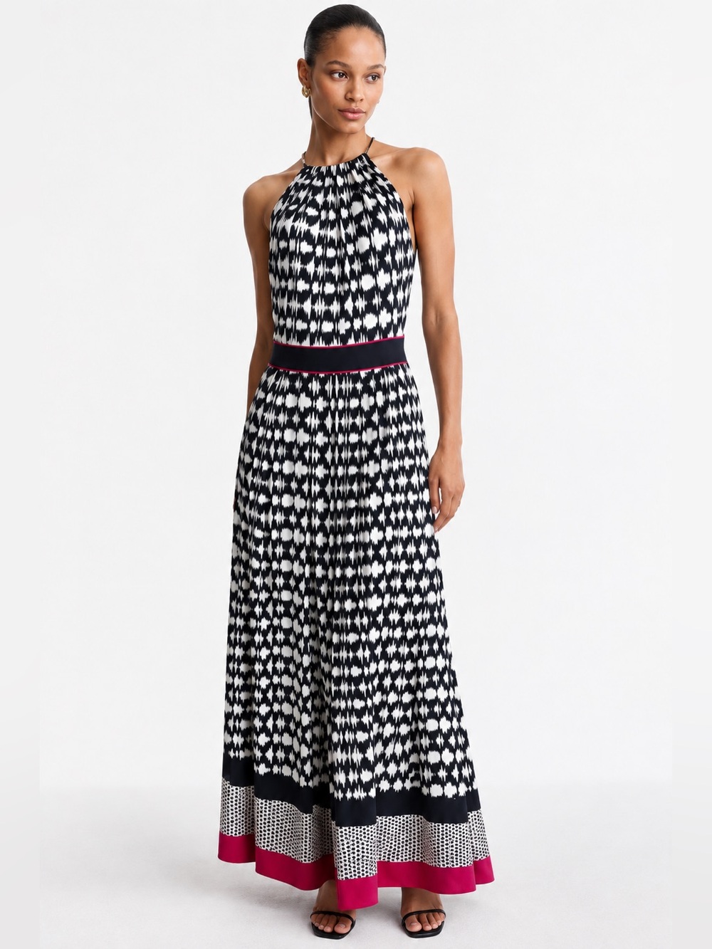 eliza j maxi halter dress | Dresses | Elizaj Black White With Pink Trim Size 260sale:26-04
